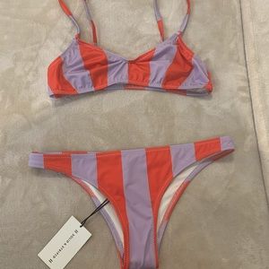 Solid and striped bikini